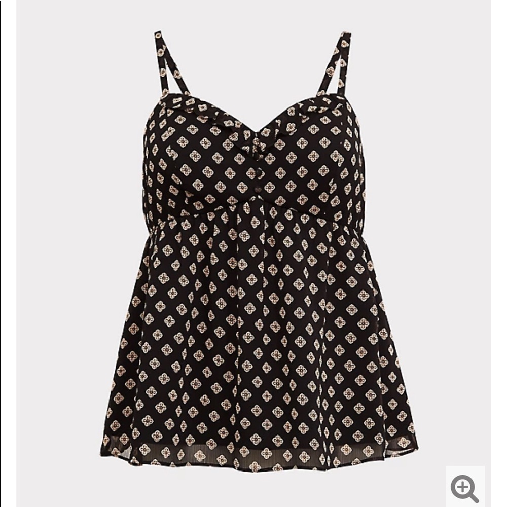 Black floral chiffon babydoll cami